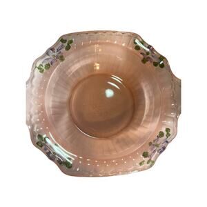 Vintage Pink Satin Glass with Hand Painting